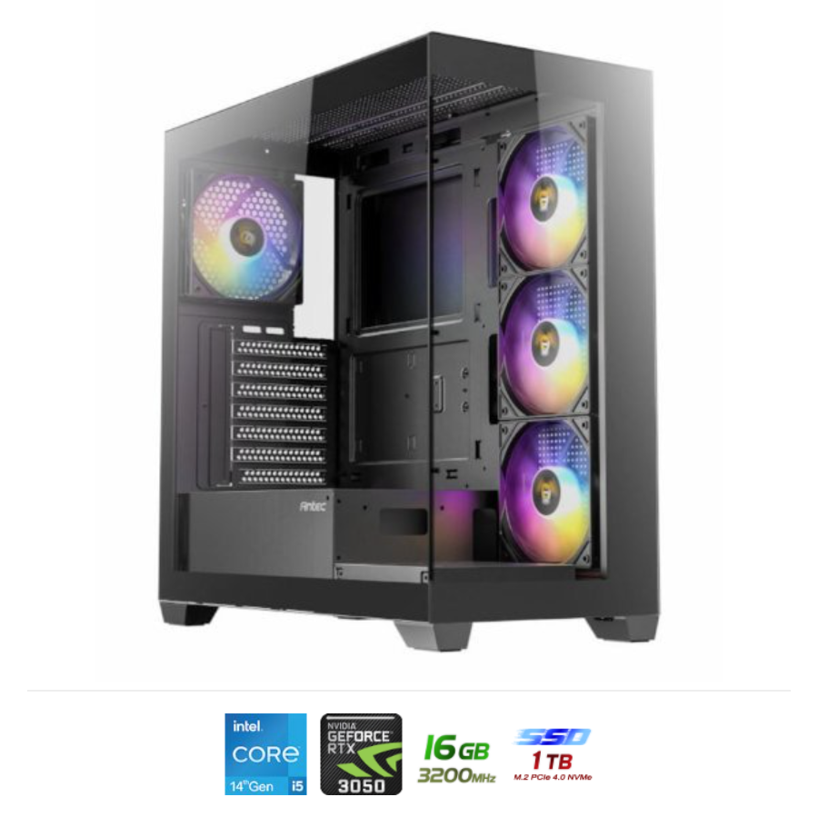מחשב גיימינג | CX300 ARGB 750W B760M I5-14400F 16GB 1TB NVME RTX 3050