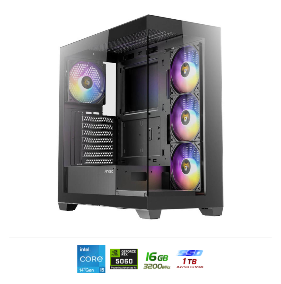 מחשב גיימינג | CX300 750W I5-14400F B760M 16GB DDR4 1TB RTX 5060 8GB