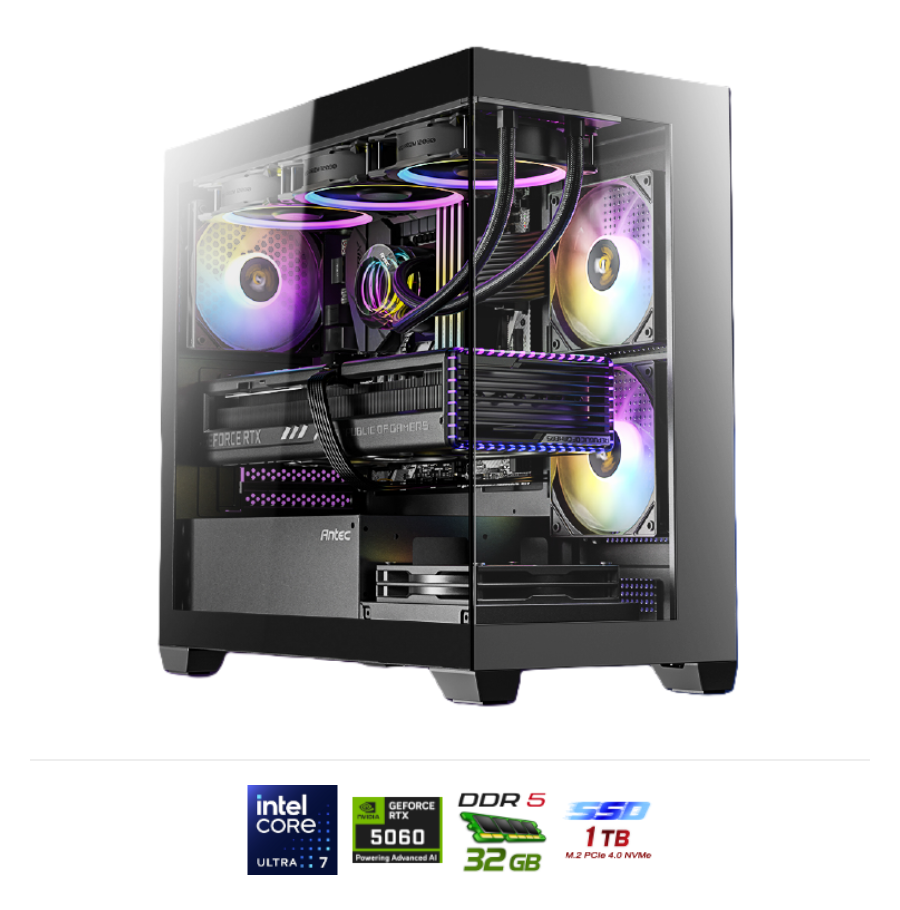 מחשב גיימינג | FLUX M 750W B860M U7-265KF 32GB DDR5 1TB RTX 5060 8GB