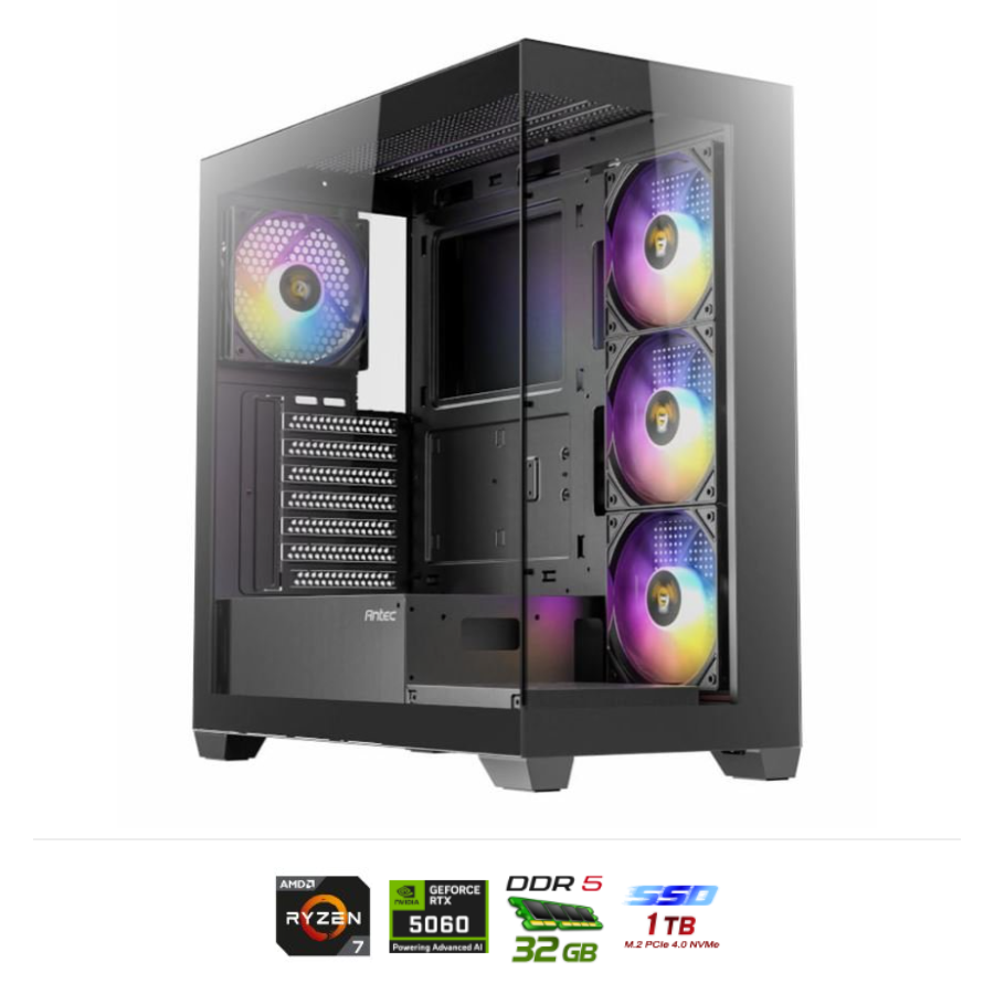 מחשב גיימינג | CX300 ARGB 700W B650M R7-7800X3D 32GB DDR5 1TB NVME 5060